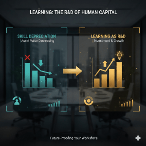A staircase or upward arrow constructed from various educational icons (books, graduation caps, lightbulbs, pencils) to visually suggest that investment in learning leads to progress and growth.